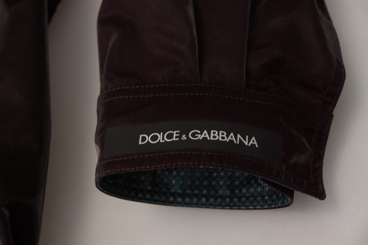 Men’s Dolce &amp; Gabbana Bordeaux Nylon Collared Men Coat Jacket