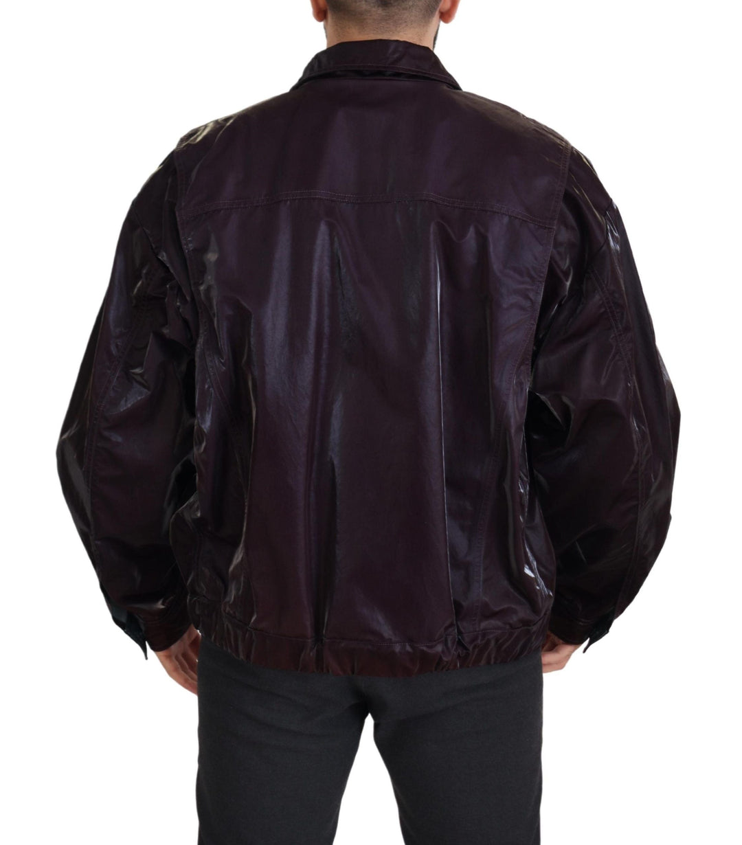 Men’s Dolce & Gabbana Bordeaux Nylon Collared Men Coat Jacket