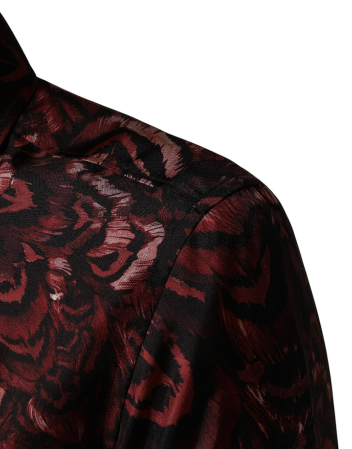 Men’s Dolce &amp; Gabbana Bordeaux Patterned Collared Men Dress Shirt