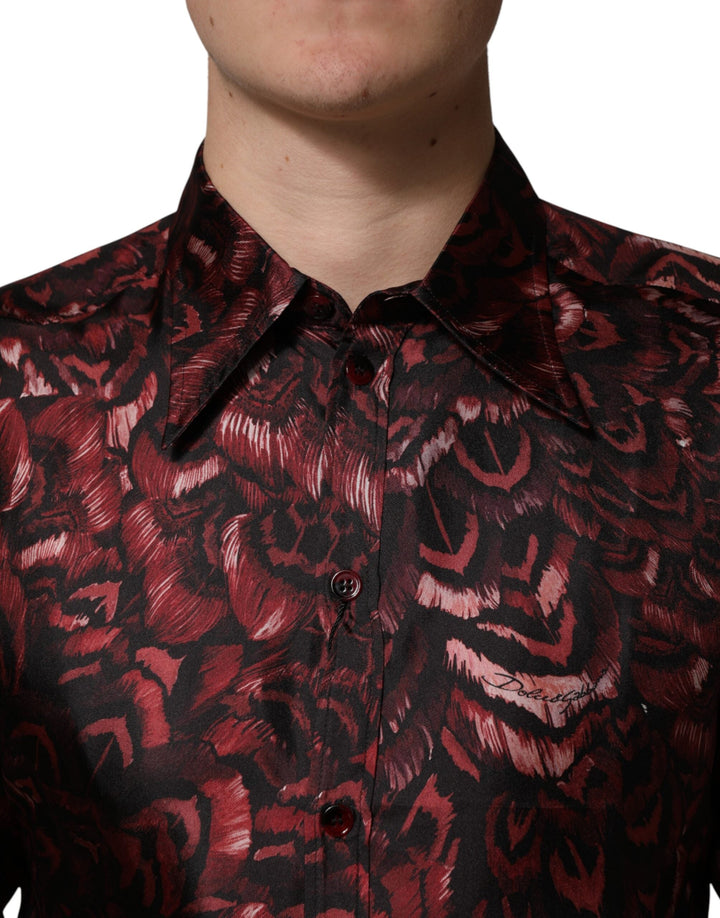 Men’s Dolce &amp; Gabbana Bordeaux Patterned Collared Men Dress Shirt