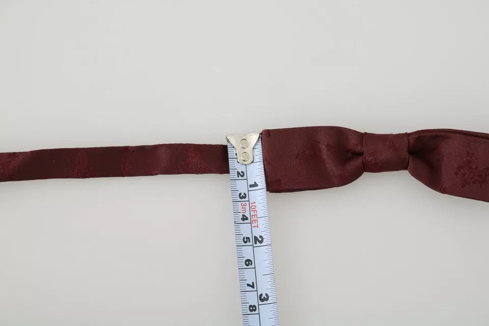 Men’s Dolce &amp; Gabbana Bordeaux Silk Floral Faille Adjustable Bow Tie