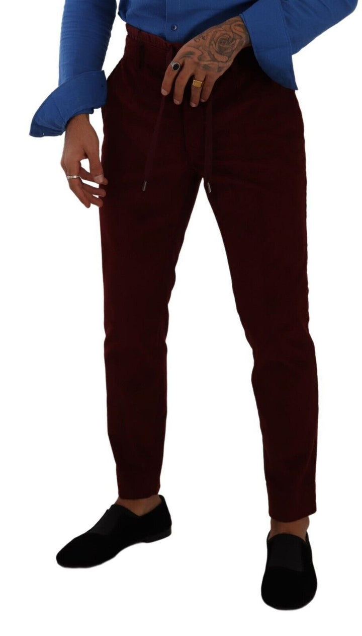 Men’s Dolce &amp; Gabbana Bordeaux Velvet Mens Formal Trouser Dress Pants