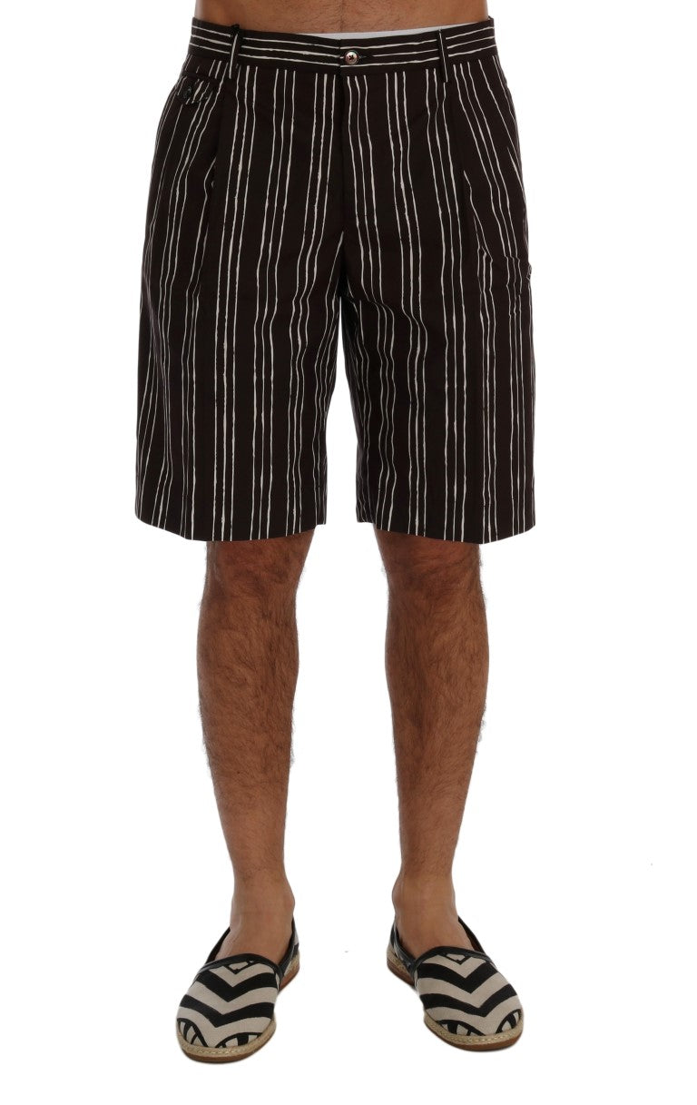 Men’s Dolce &amp; Gabbana Bordeaux White Striped Hemp Casual Shorts