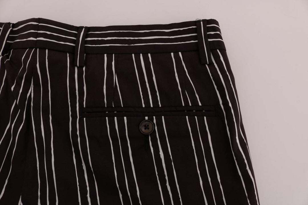 Men’s Dolce &amp; Gabbana Bordeaux White Striped Hemp Casual Shorts
