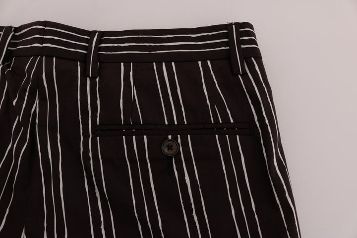 Men’s Dolce &amp; Gabbana Bordeaux White Striped Hemp Casual Shorts