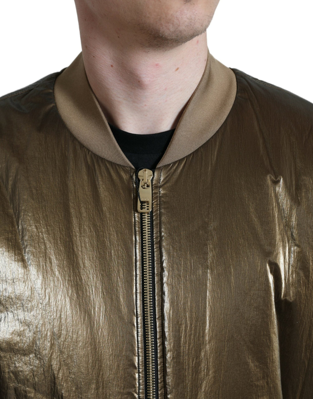 Men’s Dolce &amp; Gabbana Bronze Nylon Full Zip Men Bomber Jacket
