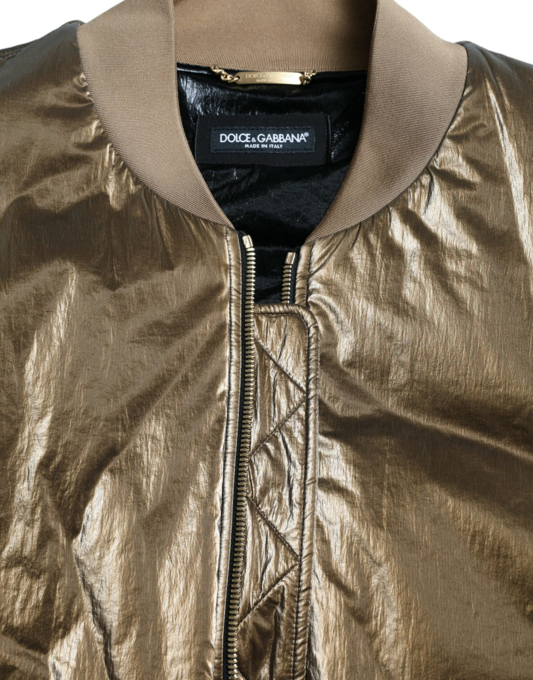 Men’s Dolce &amp; Gabbana Bronze Nylon Full Zip Men Bomber Jacket