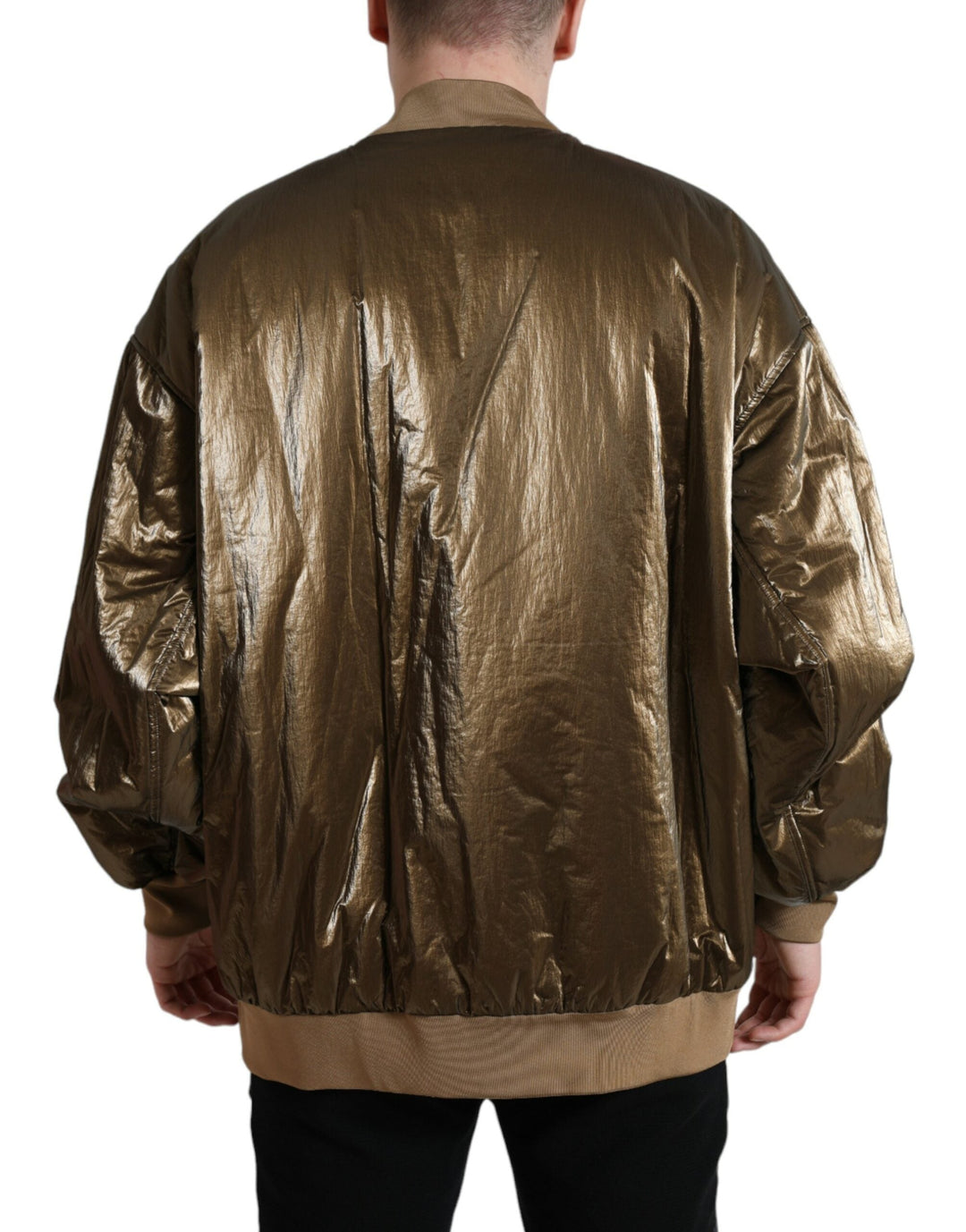 Men’s Dolce &amp; Gabbana Bronze Nylon Full Zip Men Bomber Jacket