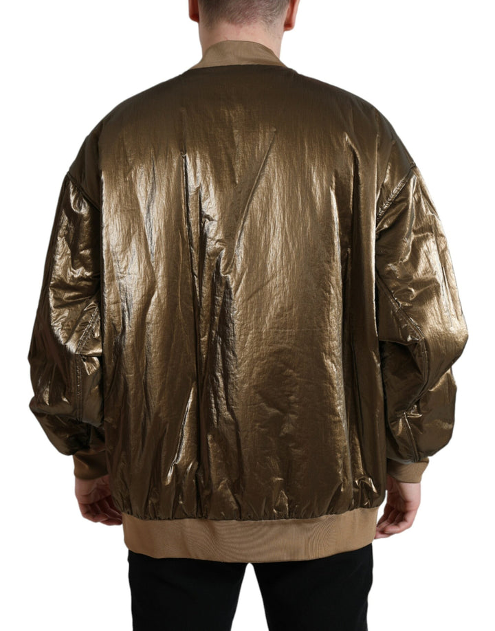 Men’s Dolce &amp; Gabbana Bronze Nylon Full Zip Men Bomber Jacket