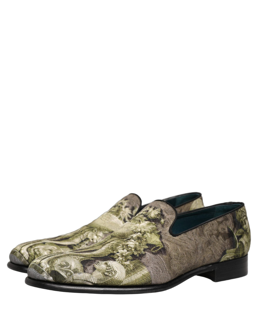 Men’s Dolce &amp; Gabbana Brown Baroque Print Slip on Loafers Shoes