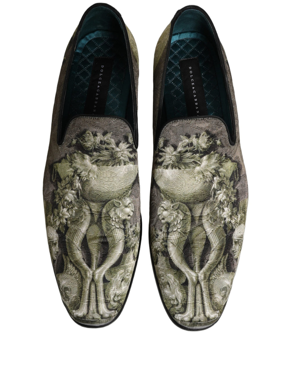 Men’s Dolce & Gabbana Brown Baroque Print Slip on Loafers Shoes