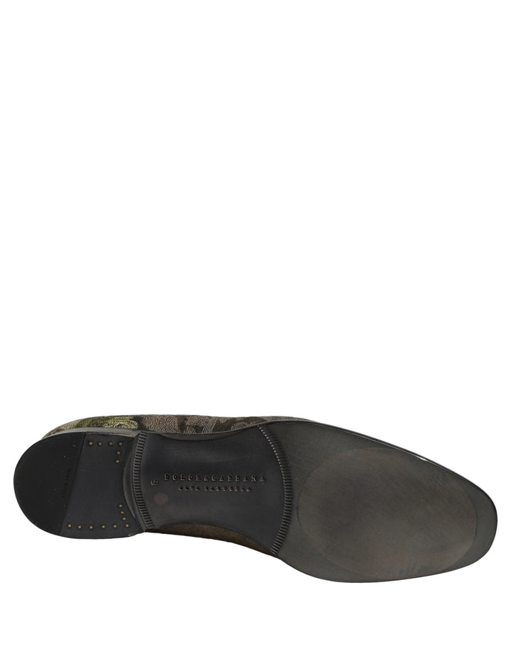 Men’s Dolce &amp; Gabbana Brown Baroque Print Slip on Loafers Shoes