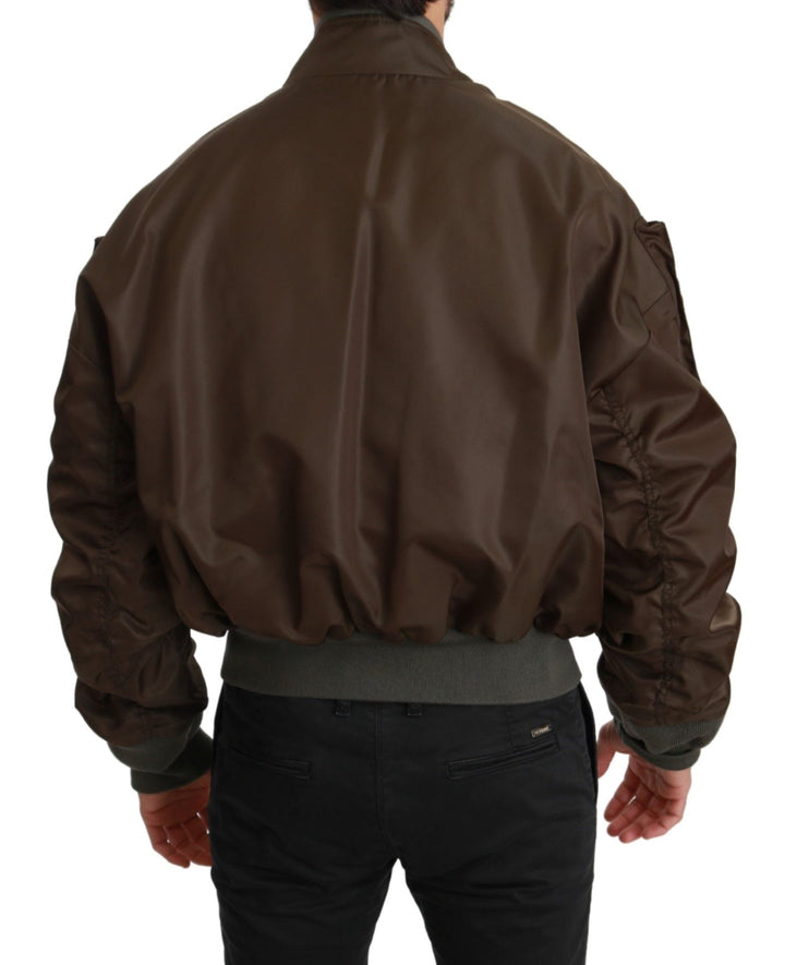 Men’s Dolce &amp; Gabbana Brown Beaded Crown Skull Logo Jacket