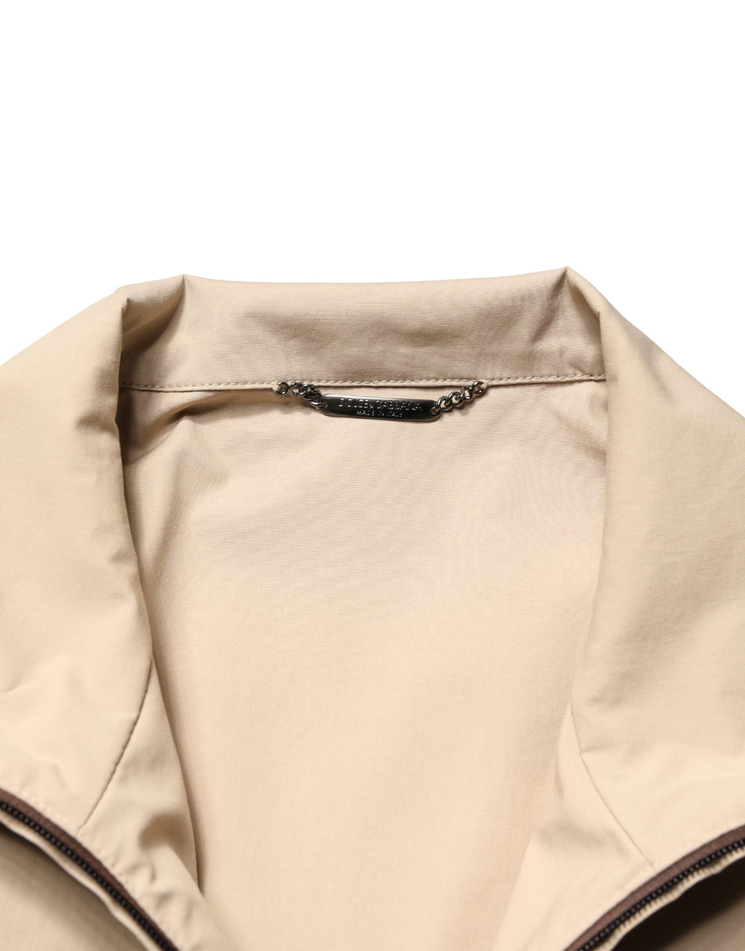 Men’s Dolce &amp; Gabbana Brown Beige Cotton Zip Windbreaker Jacket