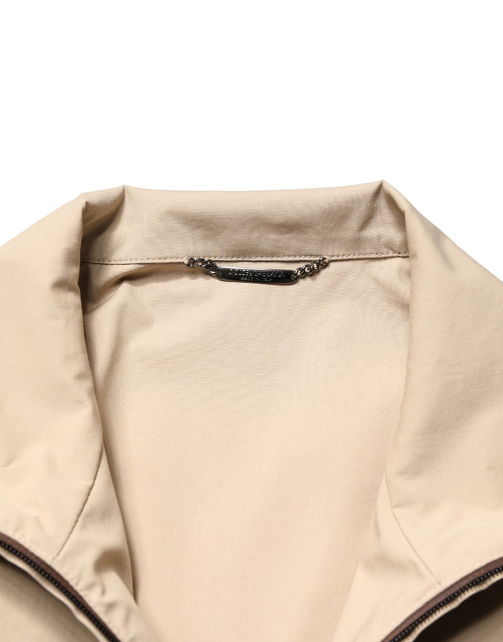 Men’s Dolce &amp; Gabbana Brown Beige Cotton Zip Windbreaker Jacket