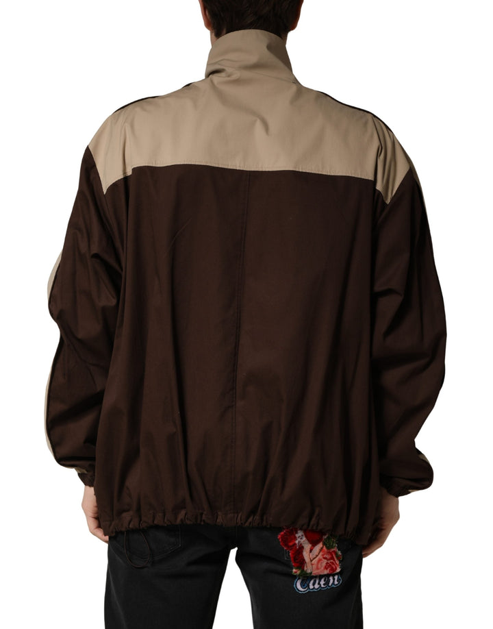 Men’s Dolce &amp; Gabbana Brown Beige Cotton Zip Windbreaker Jacket