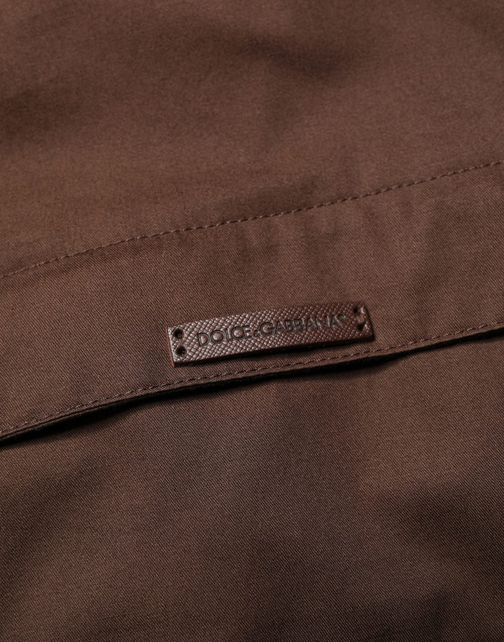 Men’s Dolce &amp; Gabbana Brown Beige Cotton Zip Windbreaker Jacket