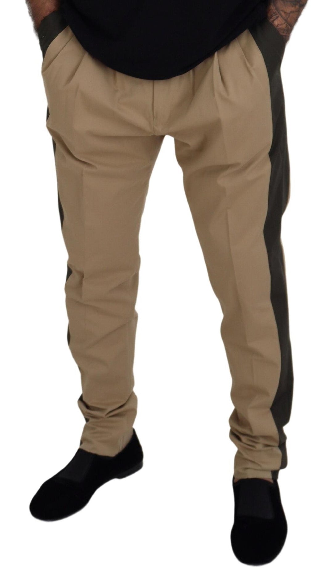 Men’s Dolce &amp; Gabbana Brown Black Cotton Chino Men Pants