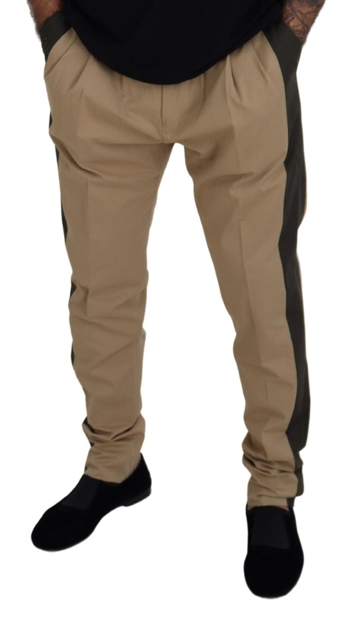 Men’s Dolce &amp; Gabbana Brown Black Cotton Chino Men Pants