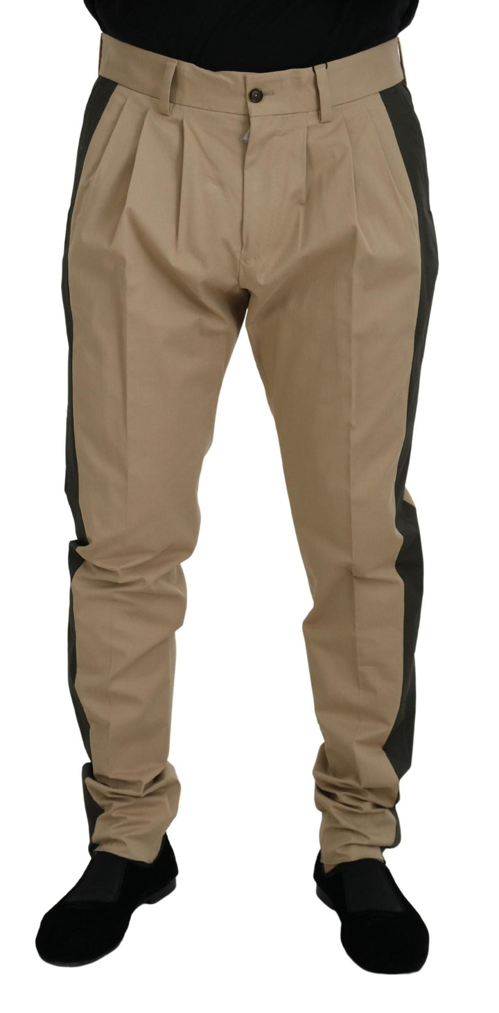 Men’s Dolce &amp; Gabbana Brown Black Cotton Chino Men Pants