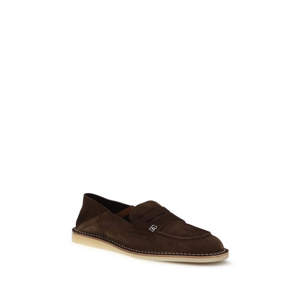 Men’s Dolce & Gabbana Brown Calf Leather Bos Taurus Slip-on Loafers