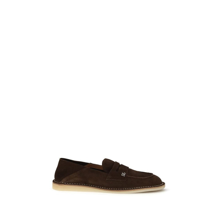 Men’s Dolce &amp; Gabbana Brown Calf Leather Bos Taurus Slip-on Loafers