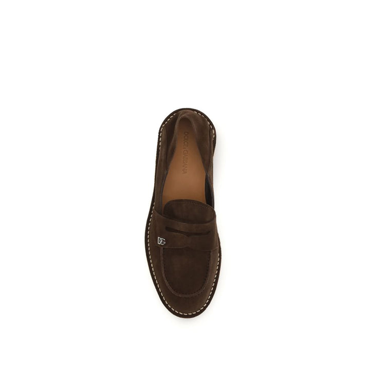 Men’s Dolce &amp; Gabbana Brown Calf Leather Bos Taurus Slip-on Loafers
