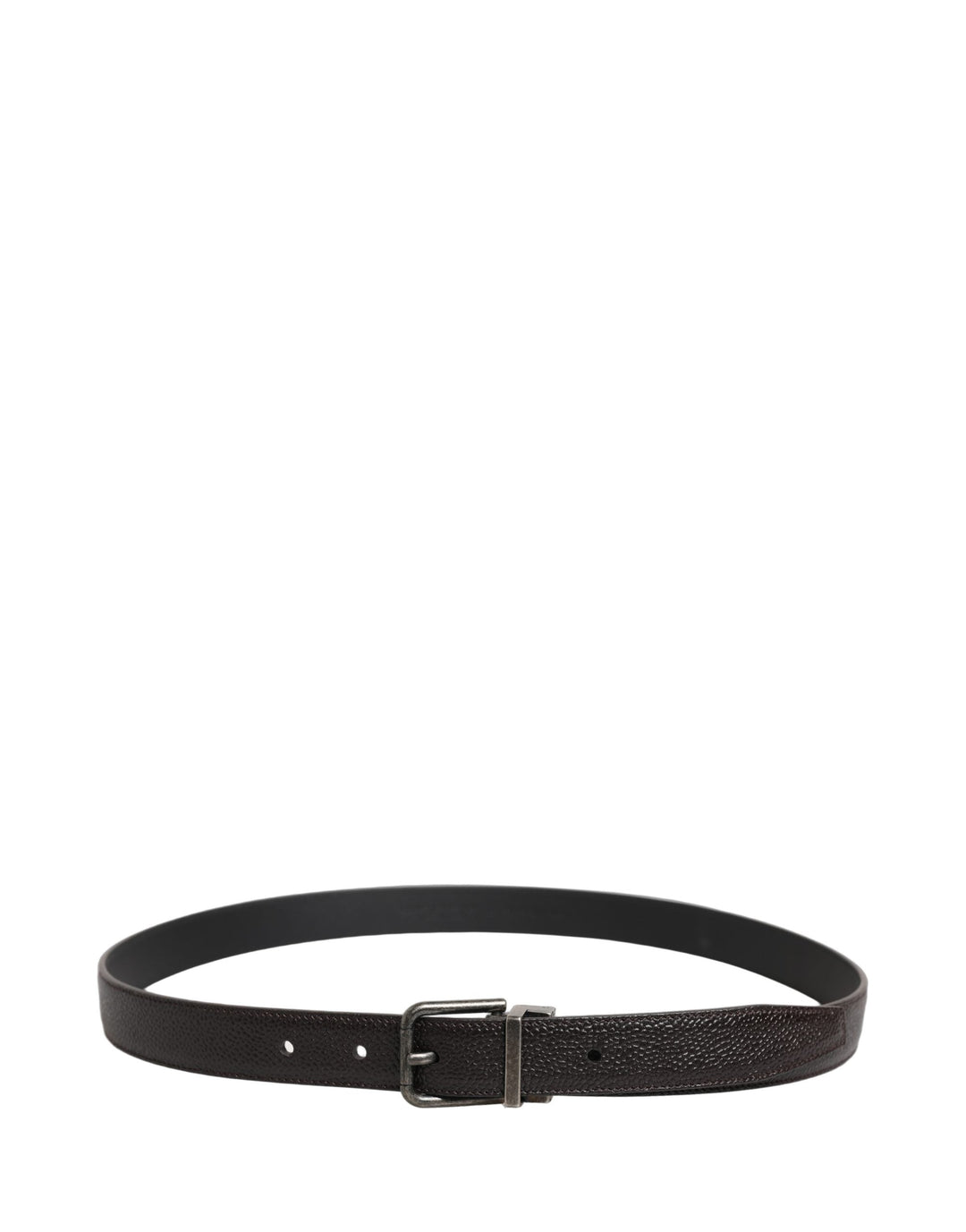 Dolce &amp; Gabbana Brown Calf Leather Vintage Style Silver Buckle Belt