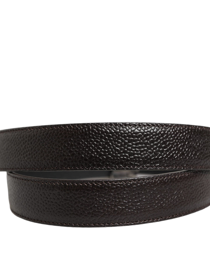 Dolce &amp; Gabbana Brown Calf Leather Vintage Style Silver Buckle Belt