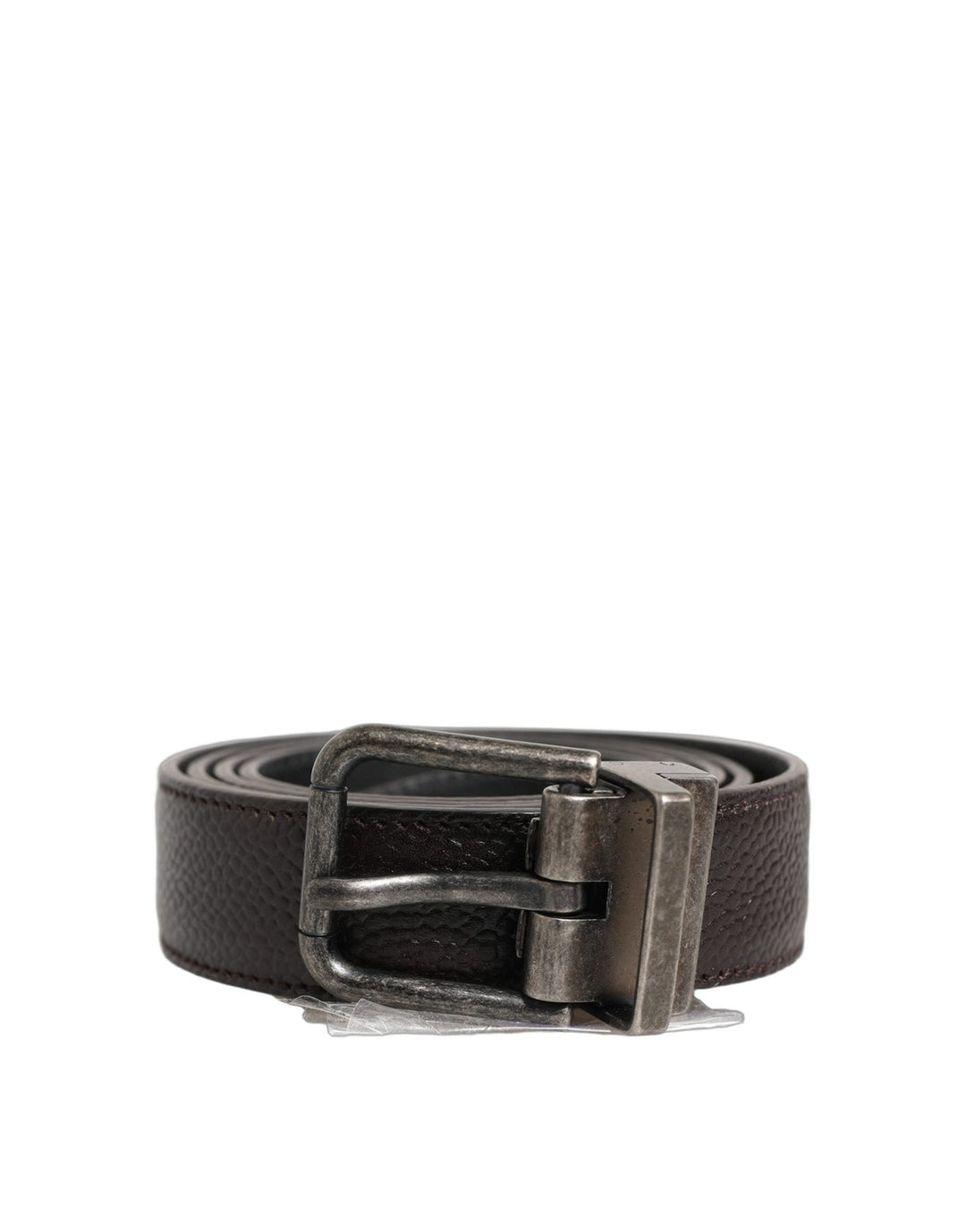 Dolce &amp; Gabbana Brown Calf Leather Vintage Style Silver Buckle Belt