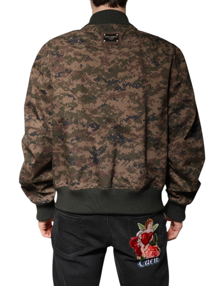 Men’s Dolce &amp; Gabbana Brown Camouflage Bomber Full Zip Jacket