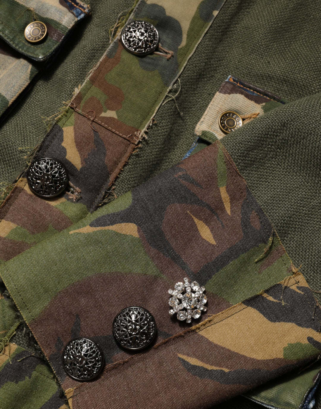 Men’s Dolce &amp; Gabbana Brown Camouflage Linen Button Down Jacket