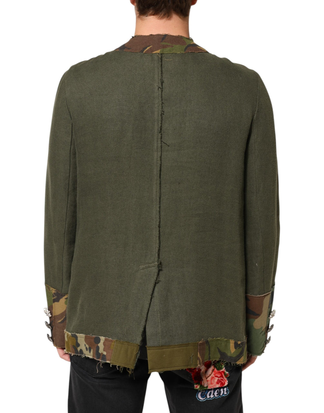 Men’s Dolce &amp; Gabbana Brown Camouflage Linen Button Down Jacket