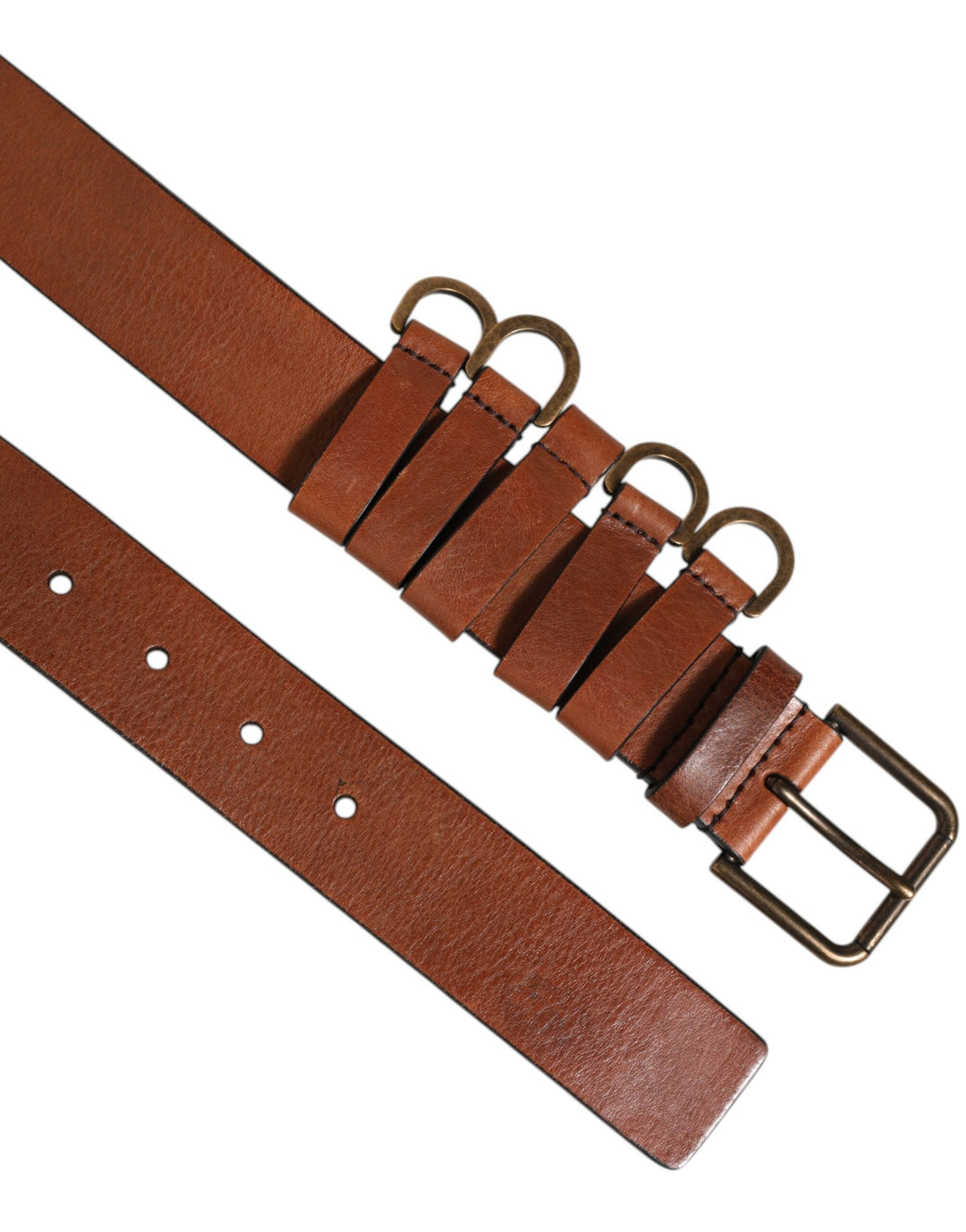 Dolce &amp; Gabbana Brown Classic Gold Metal Logo Buckle Men Belt
