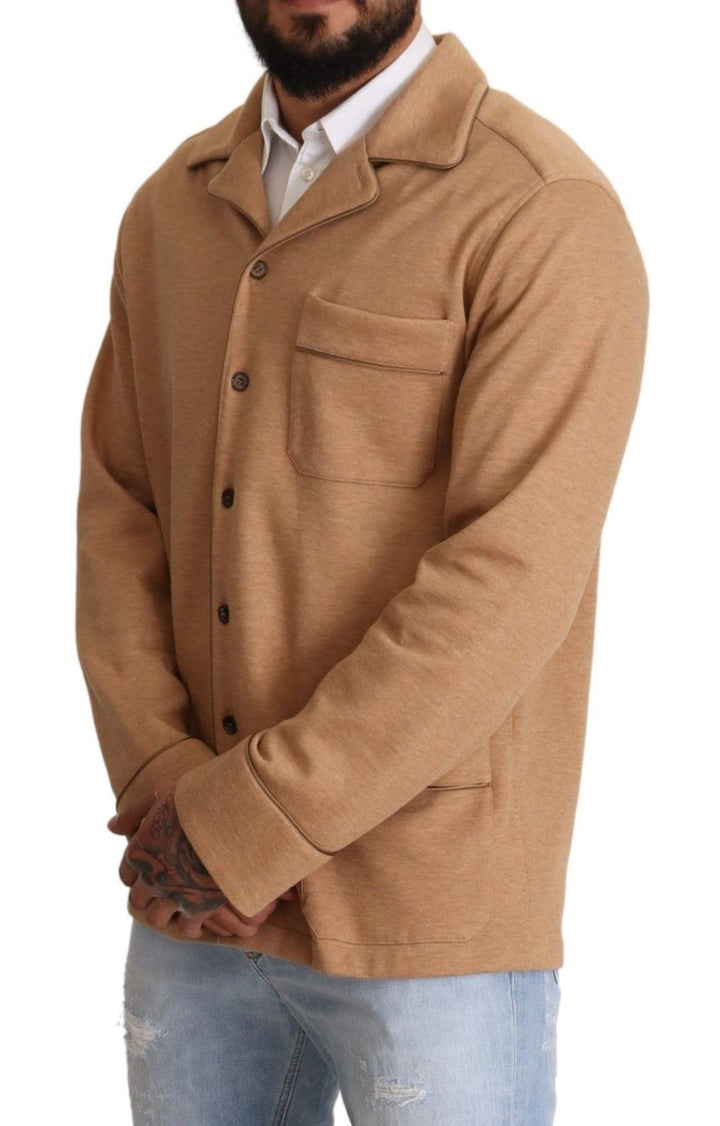 Men’s Dolce &amp; Gabbana Brown Cotton Button Collared Coat Jacket