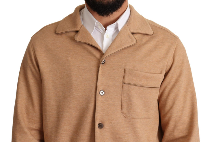 Men’s Dolce &amp; Gabbana Brown Cotton Button Collared Coat Jacket