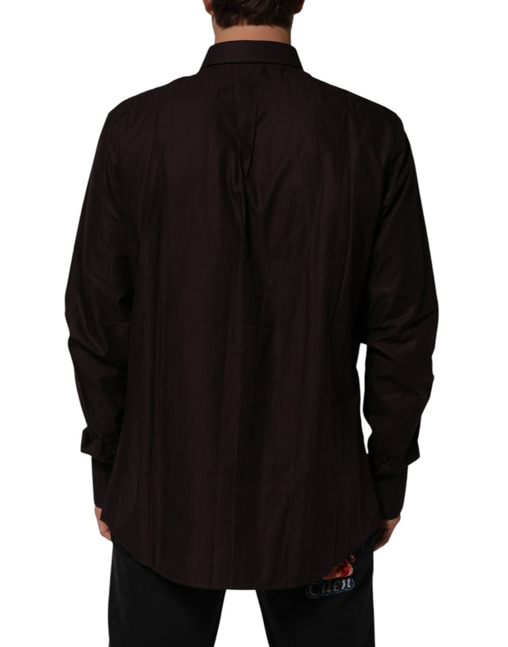 Dolce &amp; Gabbana Brown Cotton Longsleeve Martini Dress Shirt