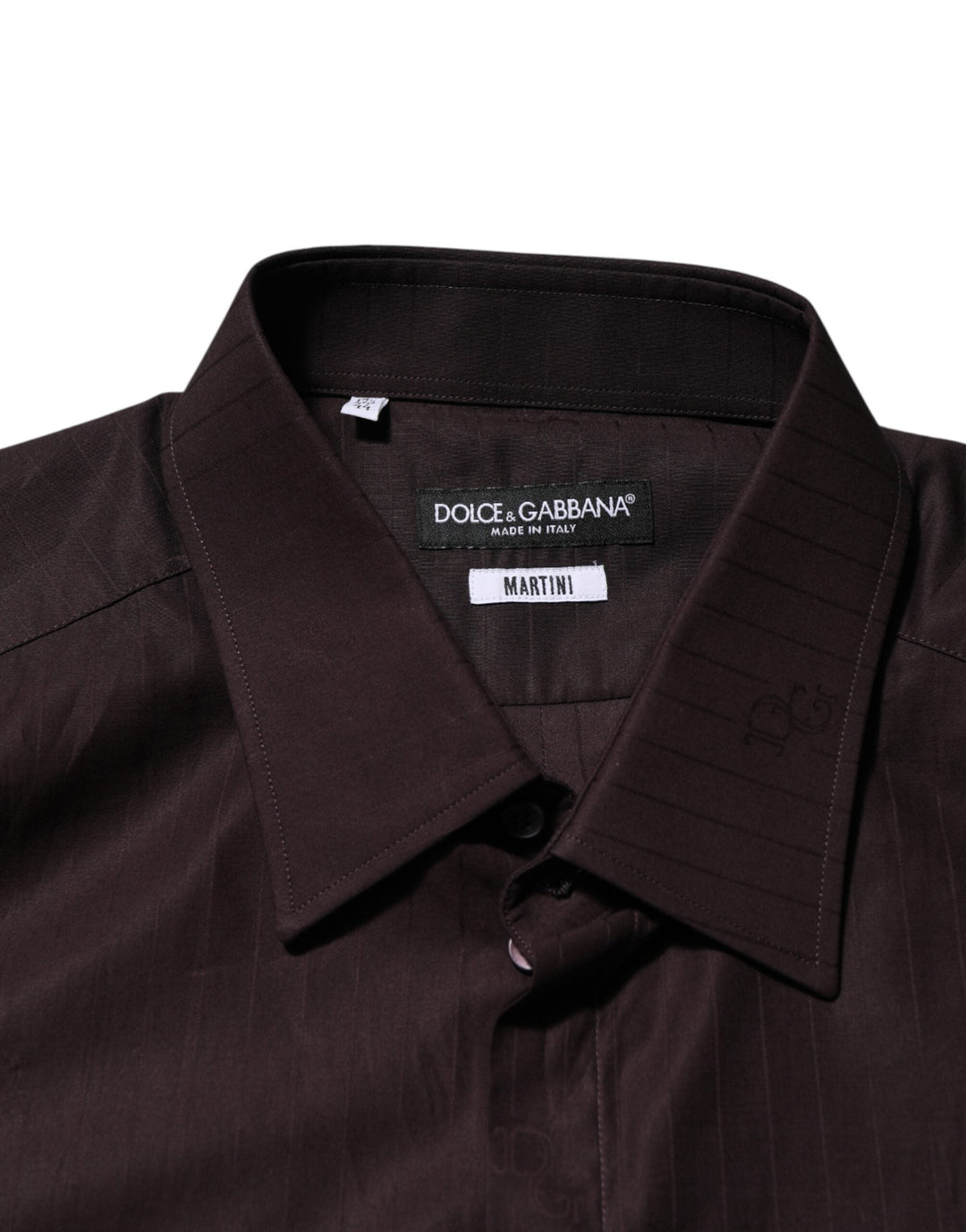 Dolce &amp; Gabbana Brown Cotton Longsleeve Martini Dress Shirt