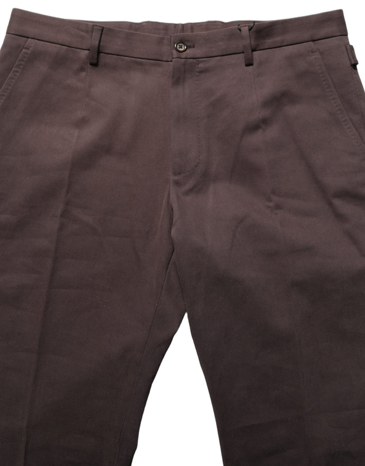 Men’s Dolce &amp; Gabbana Brown Cotton Skinny Leg Dress Trouser Pants