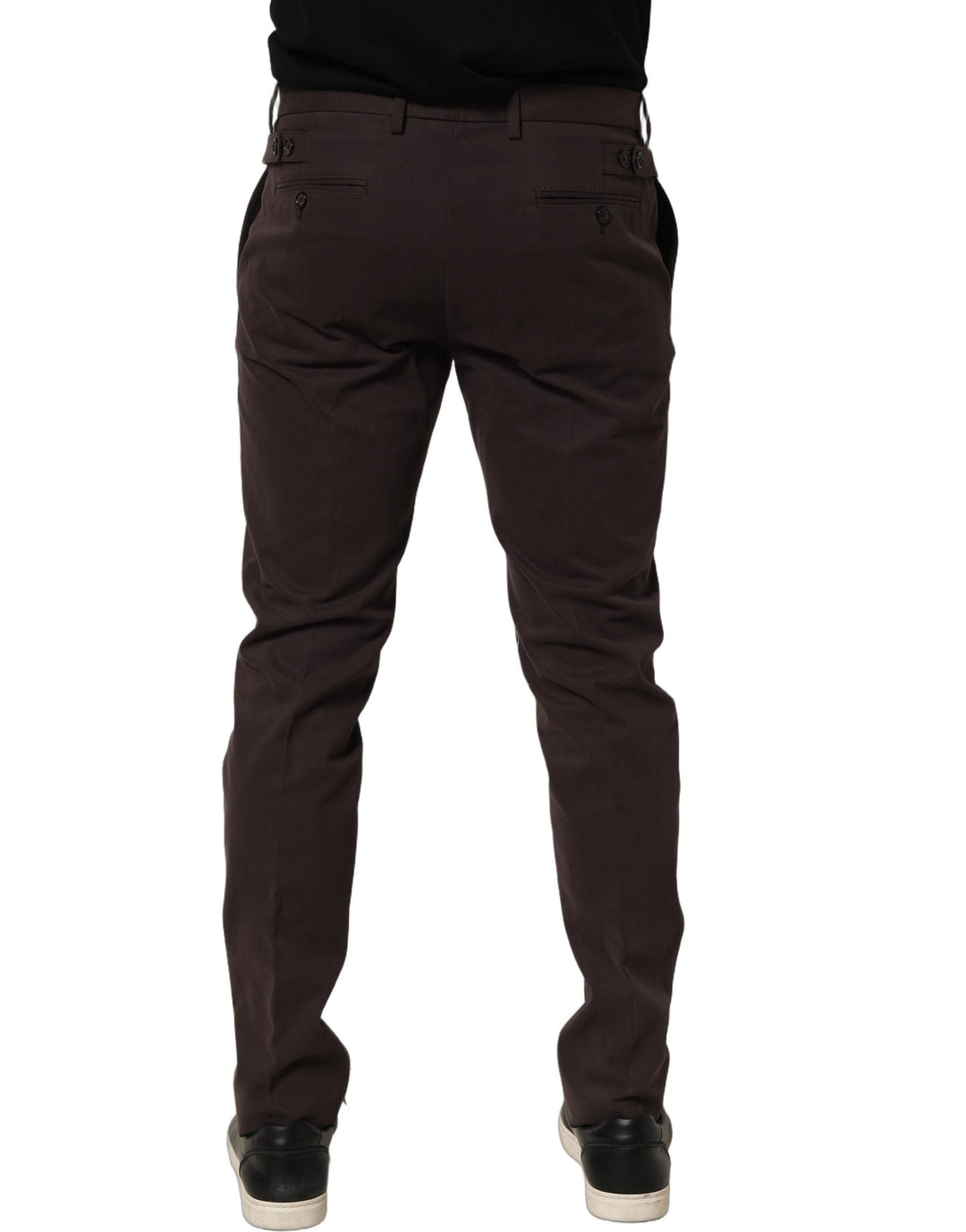 Men’s Dolce &amp; Gabbana Brown Cotton Skinny Leg Dress Trouser Pants