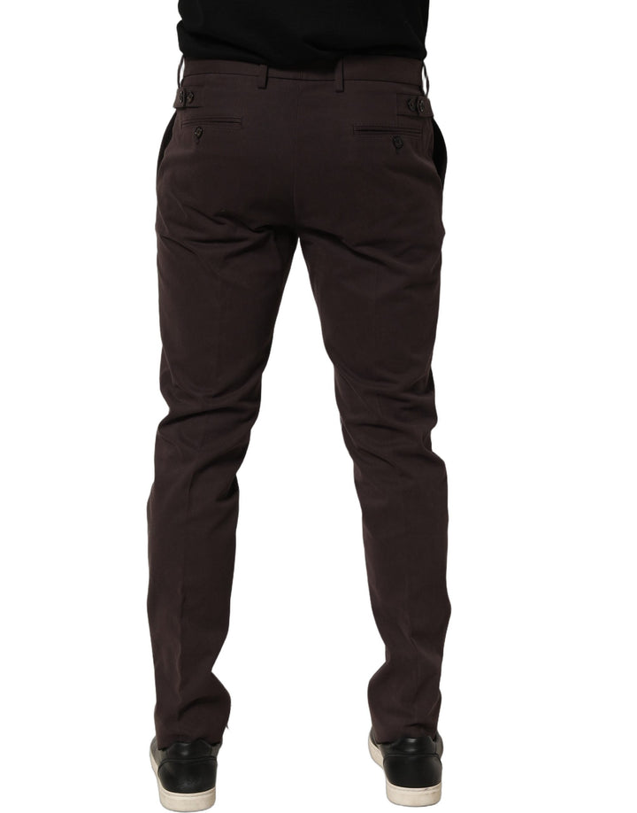 Men’s Dolce &amp; Gabbana Brown Cotton Skinny Leg Dress Trouser Pants
