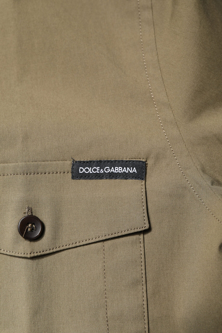 Men’s Dolce &amp; Gabbana Brown Cotton Stretch Casual Long Sleeves Shirt