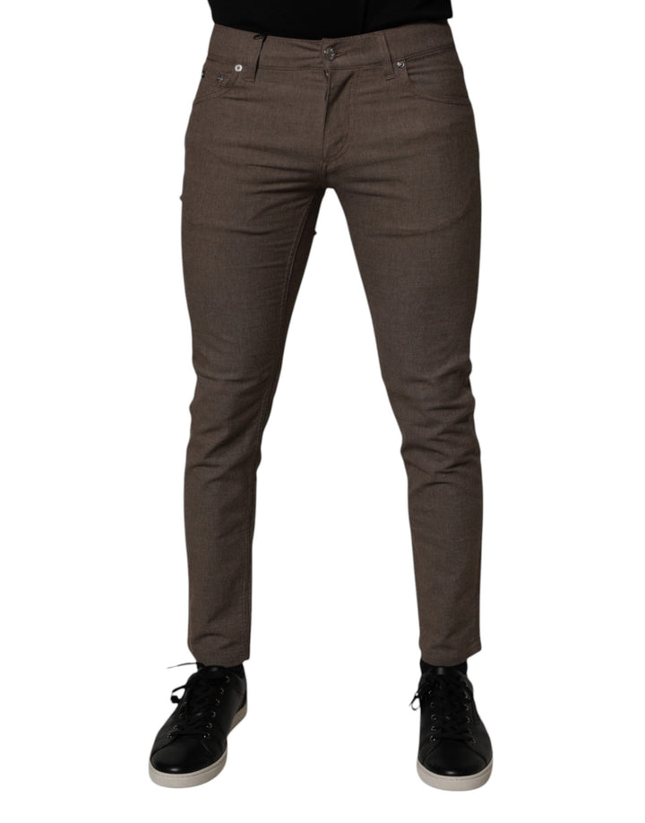 Dolce &amp; Gabbana Brown Cotton Stretch Chino Pants