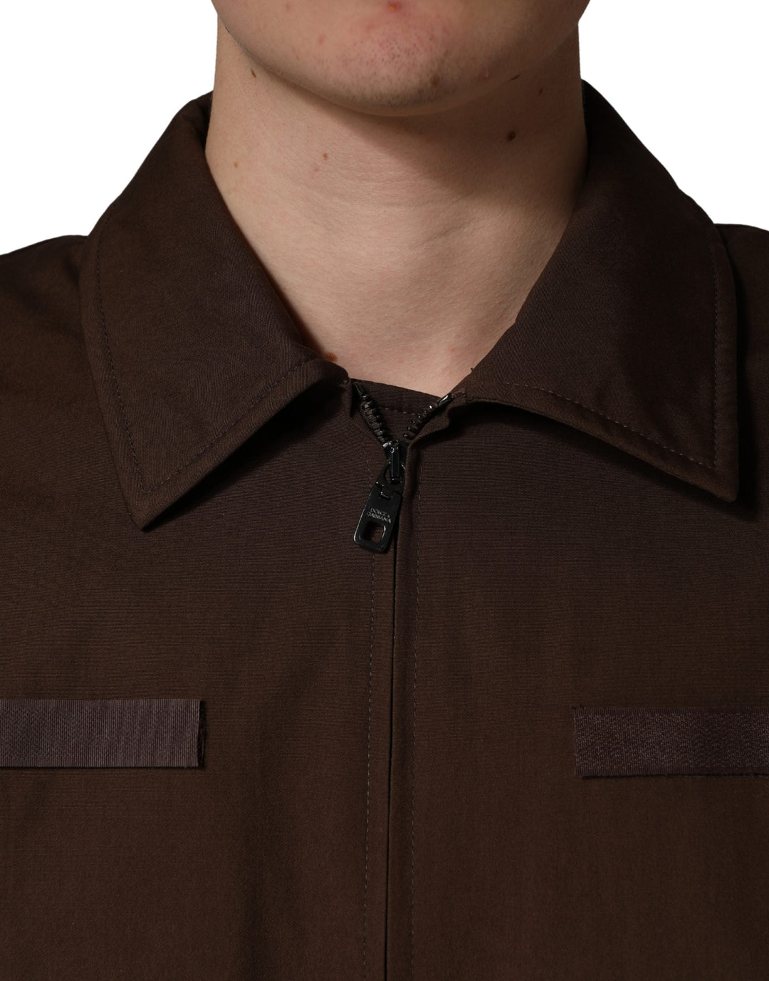 Men’s Dolce &amp; Gabbana Brown Cotton Stretch Full Zip Bomber Jacket