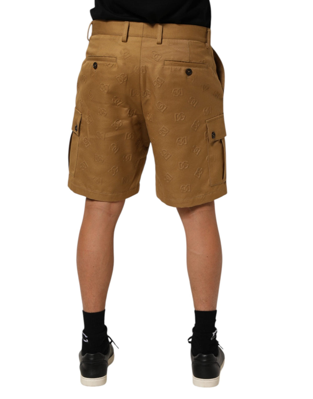 Men’s Dolce &amp; Gabbana Brown Cotton Stretch Logo Cargobermuda Shorts