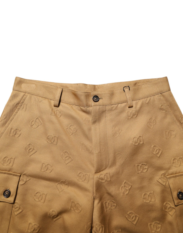 Men’s Dolce &amp; Gabbana Brown Cotton Stretch Logo Cargobermuda Shorts