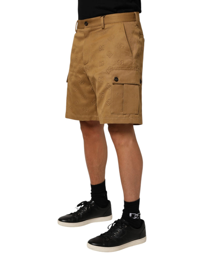 Men’s Dolce &amp; Gabbana Brown Cotton Stretch Logo Cargobermuda Shorts