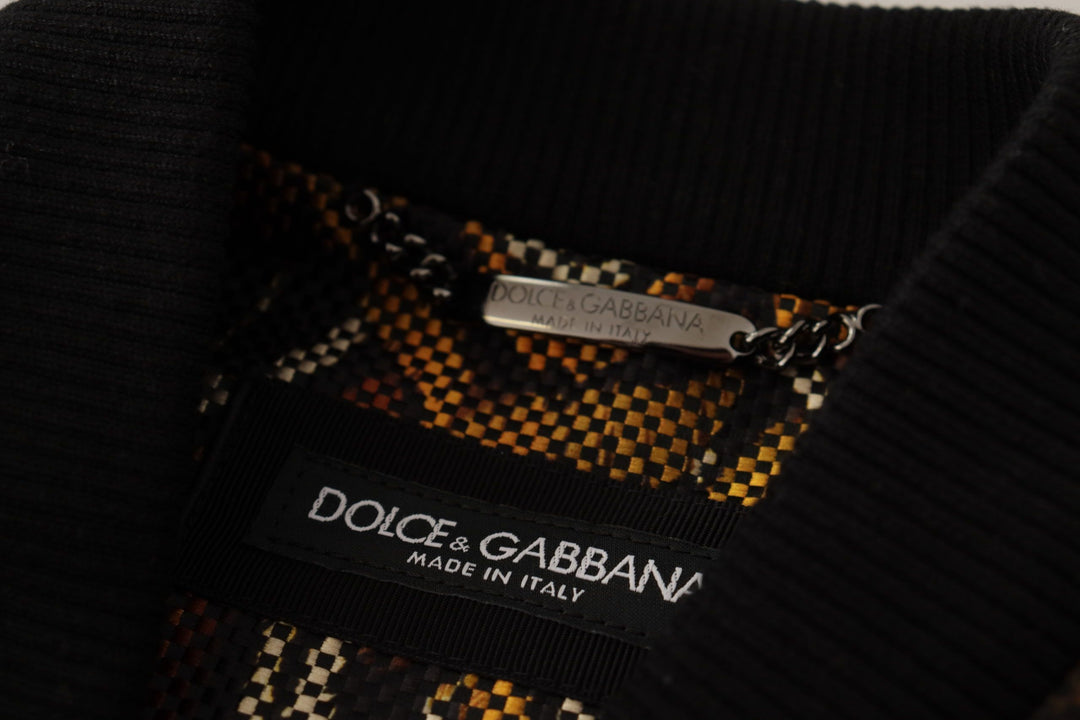 Men’s Dolce &amp; Gabbana Brown Feather Full Zip Blouson Jacket