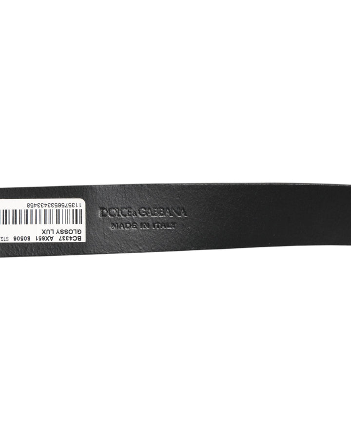 Dolce &amp; Gabbana Brown Glossy Leather Classic Metal Buckle Belt