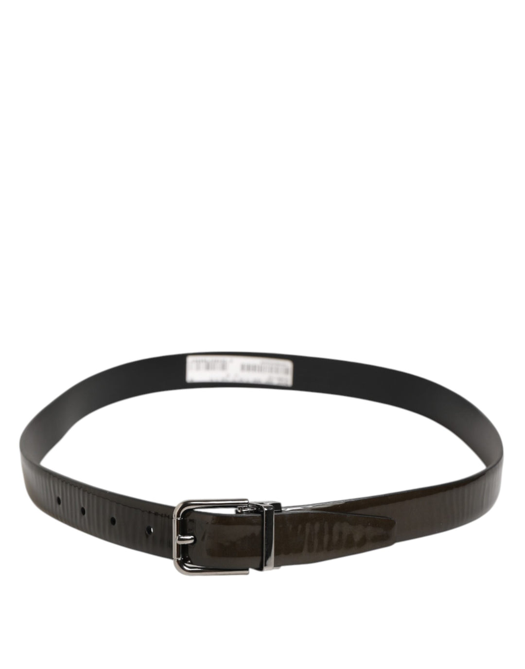 Dolce &amp; Gabbana Brown Glossy Leather Classic Metal Buckle Belt